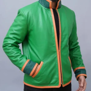 Mens Handmade Freecss Inspired Green Cosplay Real Leather Jacket
