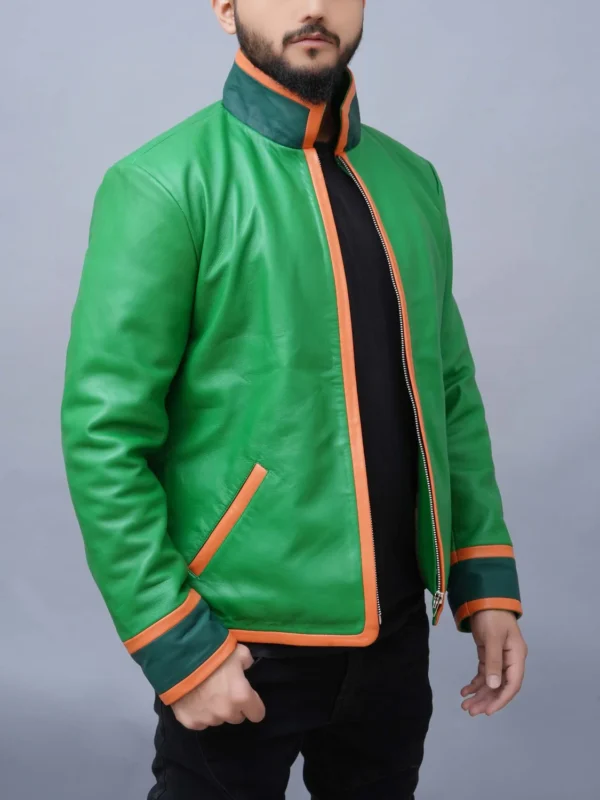 Mens Handmade Freecss Inspired Green Cosplay Real Leather Jacket