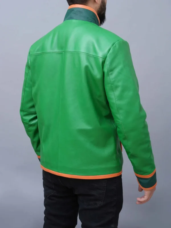 Mens Handmade Freecss Inspired Green Cosplay Real Leather Jacket