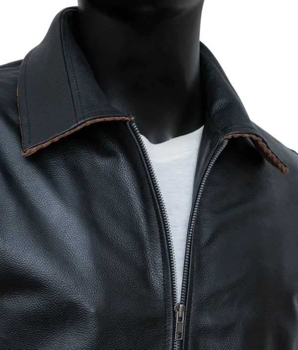 Men’s Black Genuine Leather Bomber Jacket