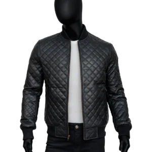 Men’s Black Diamond Quilted Leather Jacket