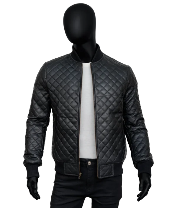 Men’s Black Diamond Quilted Leather Jacket