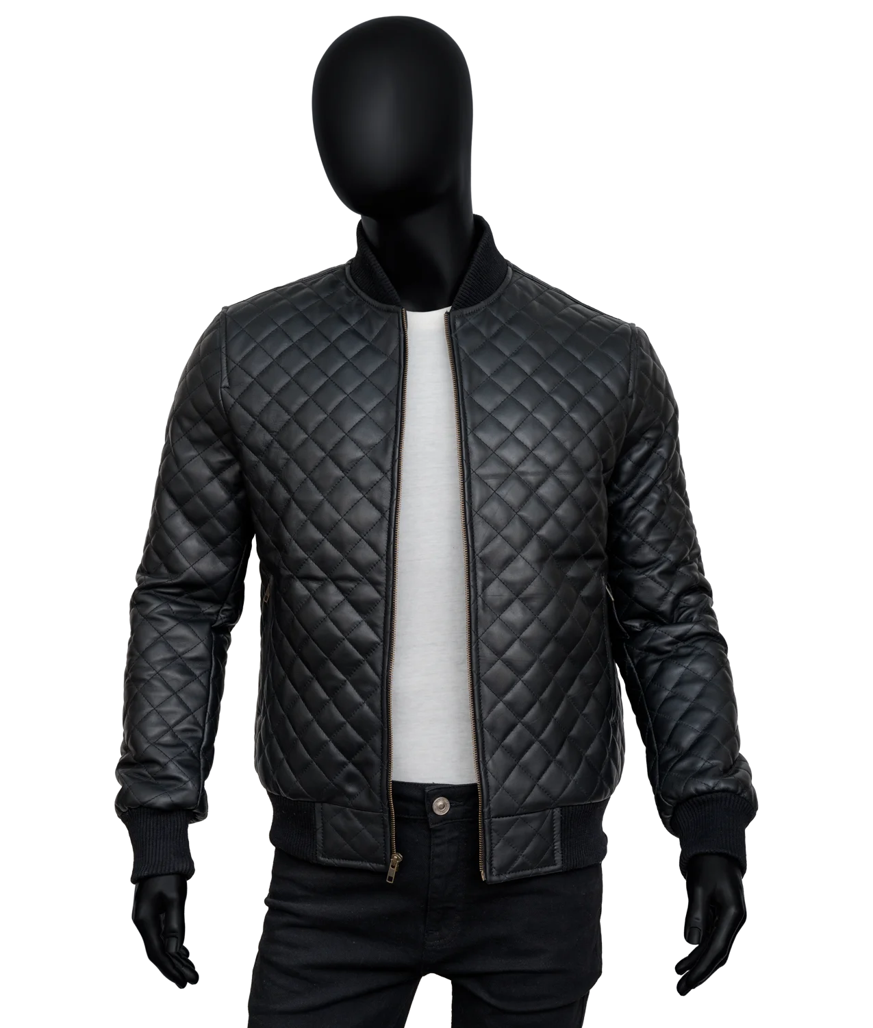 Men’s Black Diamond Quilted Leather Jacket