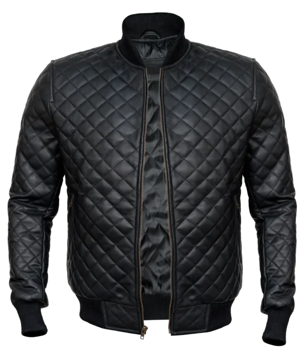 Men’s Black Diamond Quilted Leather Jacket