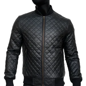 Men’s Black Diamond Quilted Leather Jacket