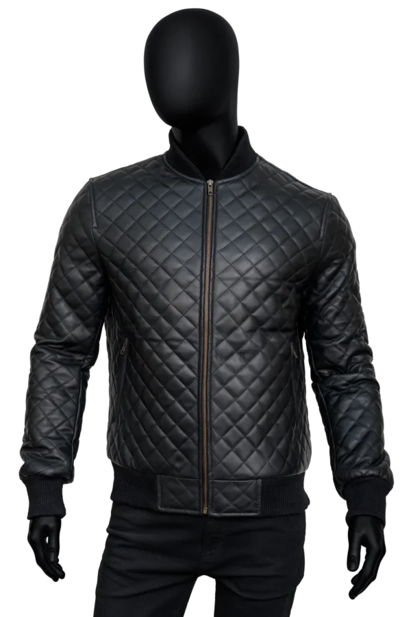 Men’s Black Diamond Quilted Leather Jacket