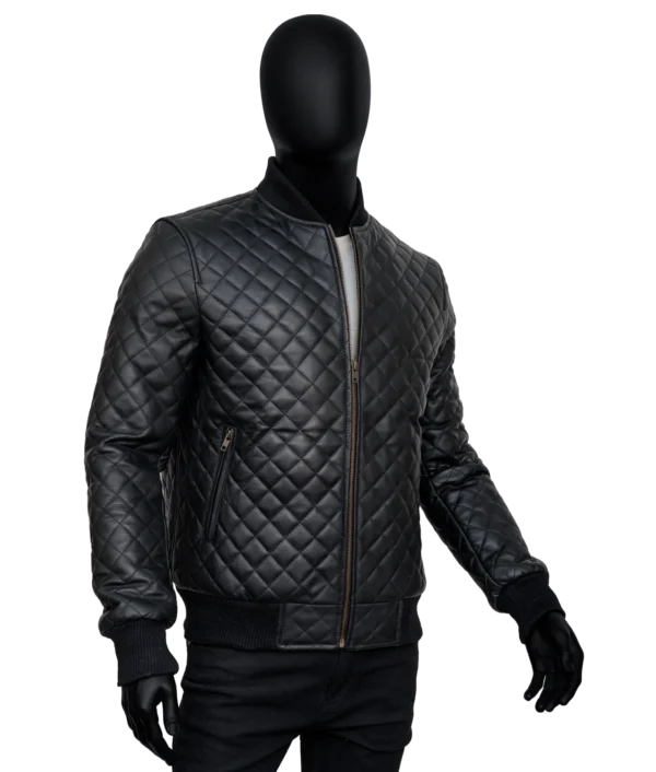 Men’s Black Diamond Quilted Leather Jacket