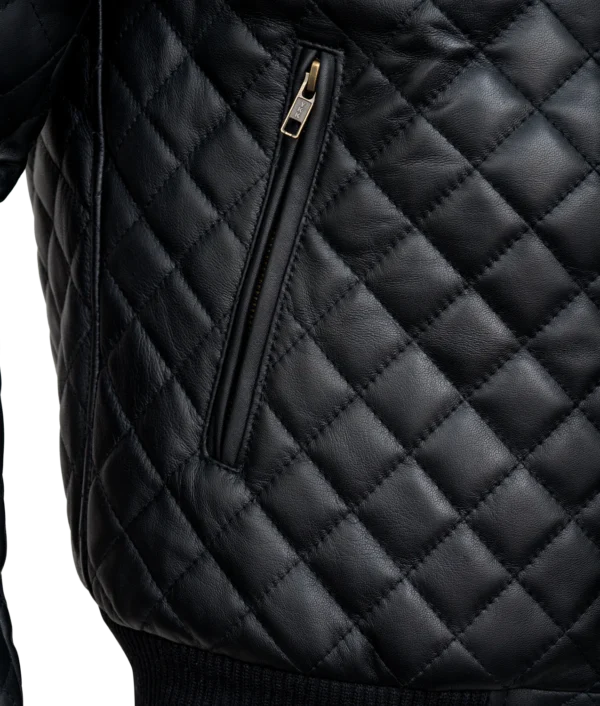 Men’s Black Diamond Quilted Leather Jacket