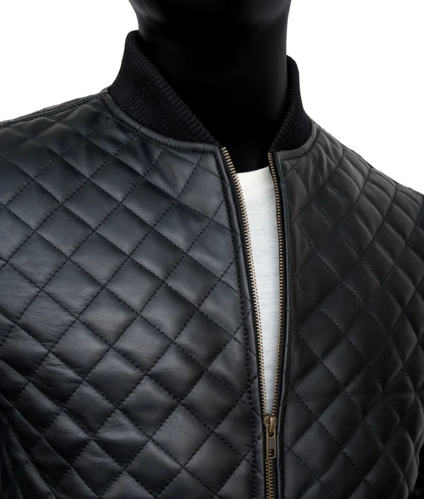 Men’s Black Diamond Quilted Leather Jacket