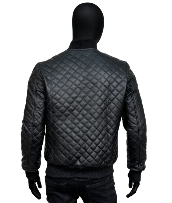 Men’s Black Diamond Quilted Leather Jacket