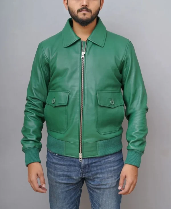 American Forces G1 Flight Green Bomber Leather Jacket