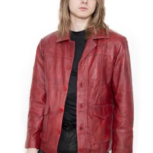 Tyler Durden Fight Club Red Leather Jacket
