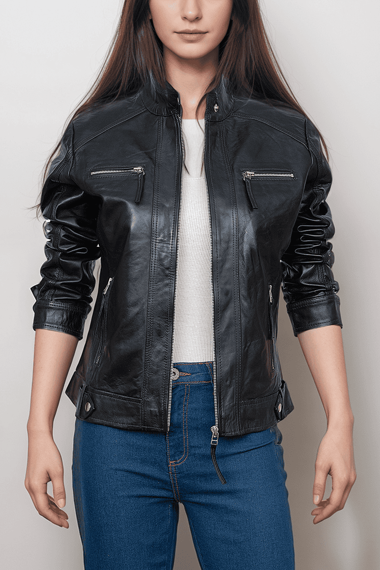 Sleek Black Leather Jacket for Effortless Style