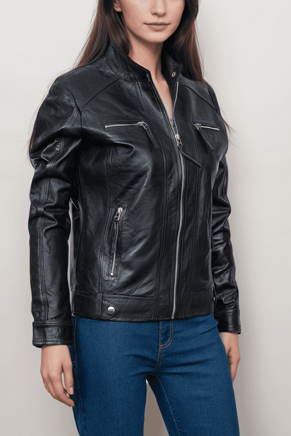 Sleek Black Leather Jacket for Effortless Style