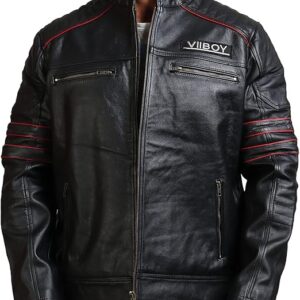 Men Black Leather Jacket – Sword Biker Men’s Motorcycle Jacket