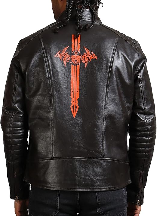 Sword Men's Dark Brown Real Leather Jacket