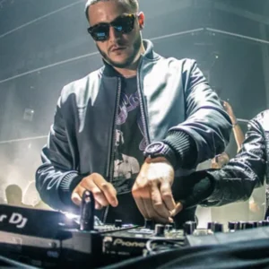 DJ Snake Grey Leather Bomber Jacket