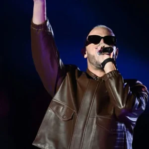DJ Snake Oversized Brown Leather Jacket