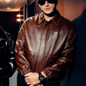 DJ Snake Oversized Brown Leather Jacket