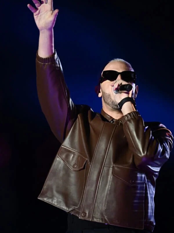 DJ Snake Oversized Brown Leather Jacket