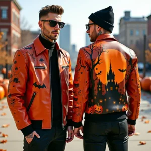 Haunted Castle Halloween Leather Jacket