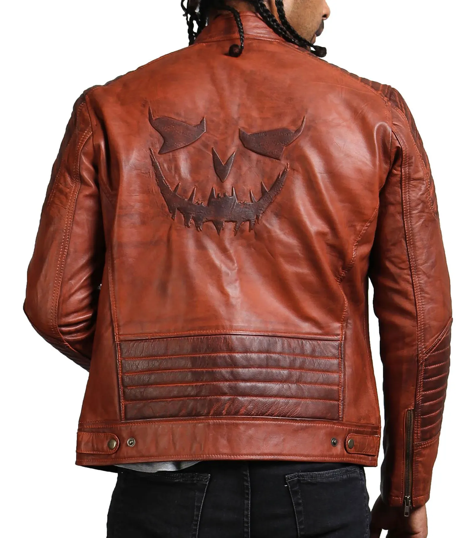 Scarecrow Men Brown Cafe Racer Vintage Leather Jacket