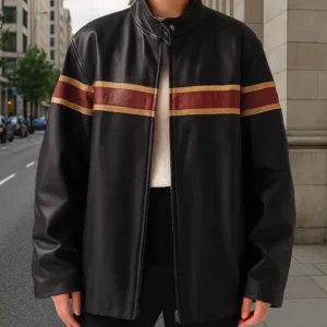 90’s Women Oversized Cafe Racer Leather Jacket
