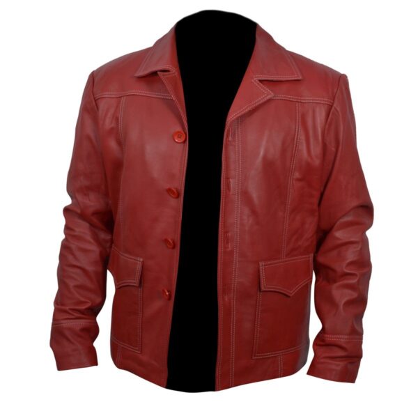 Brad Pitt Red Leather Jacket
