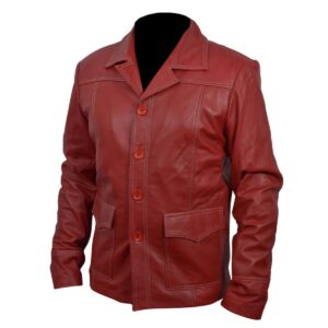 Brad Pitt Red Leather Jacket