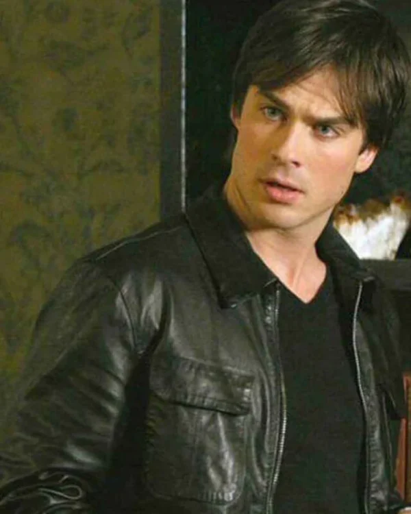 The Vampire Diaries Damon Salvatore Leather Jacket
