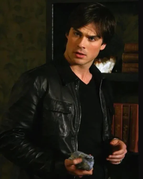The Vampire Diaries Damon Salvatore Leather Jacket