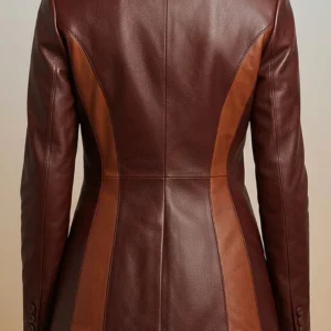 Women’s Burgundy Two Tone Lambskin Leather Blazer