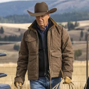 Yellowstone John Dutton Cowboy Brown Quilted Kevin Costner Jacket