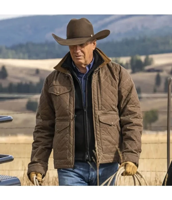Yellowstone John Dutton Cowboy Brown Quilted Kevin Costner Jacket