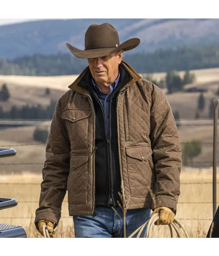 Yellowstone John Dutton Cowboy Brown Quilted Kevin Costner Jacket