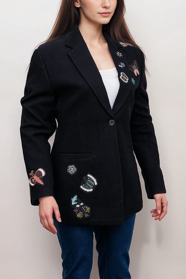 The View Joy Behar Black Butterfly Embellished Blazer