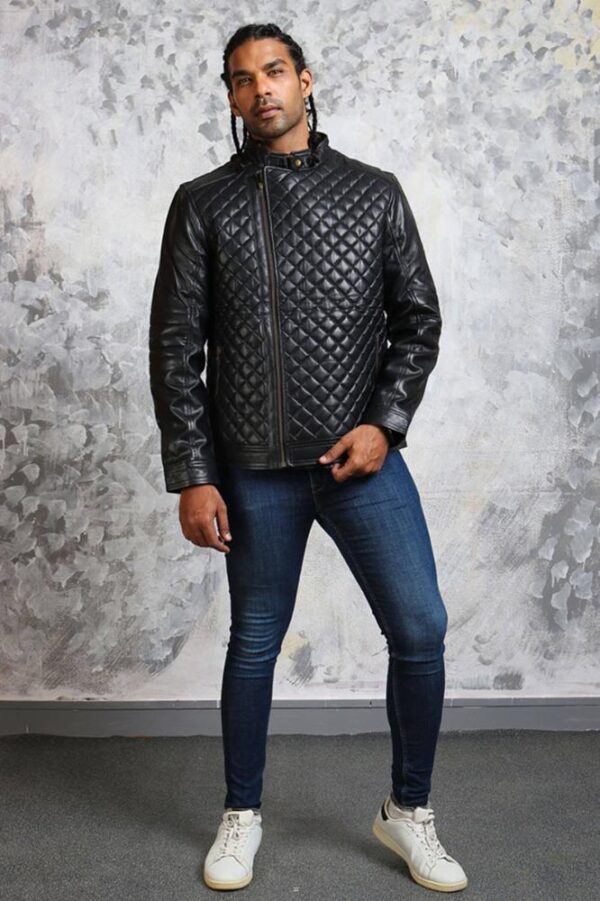 Men's Diamond Quilted Leather Jacket