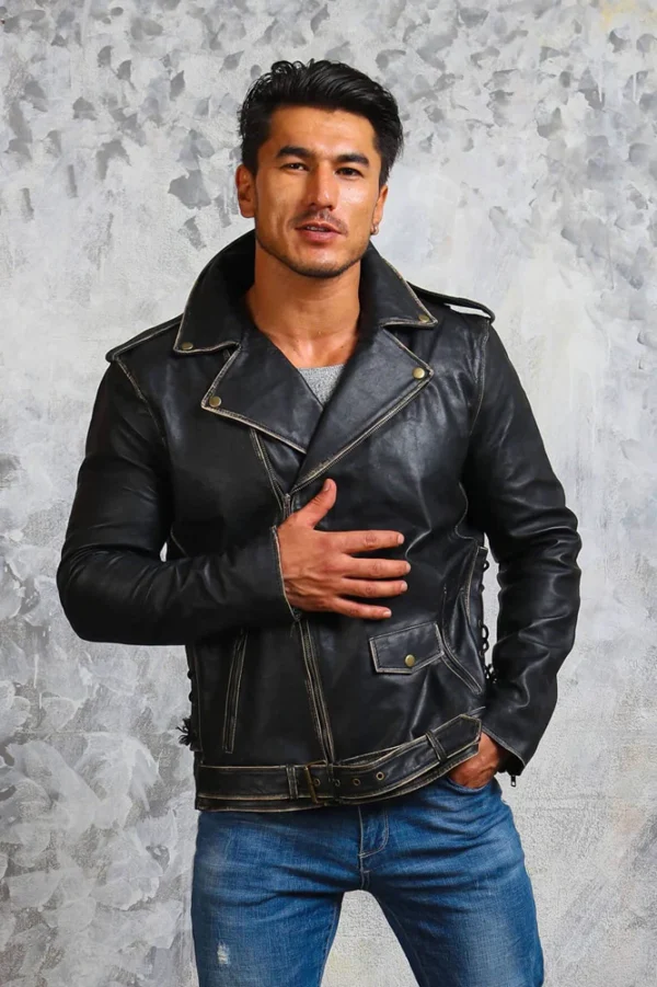 Men's Black Leather Motorcycle Jacket