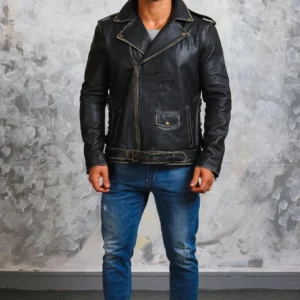 Men’s Black Leather Motorcycle Jacket