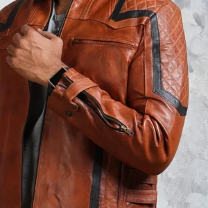 Men’s Brown Leather Biker Jacket