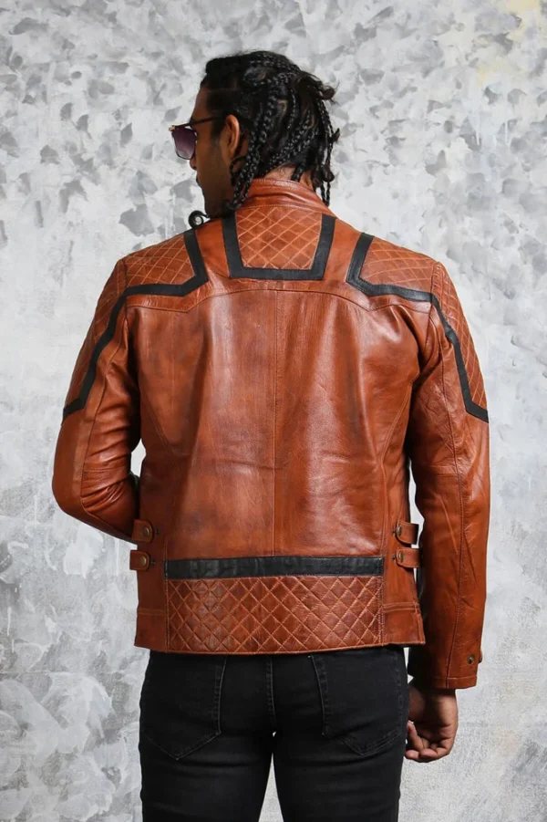 Men's Brown Leather Biker Jacket