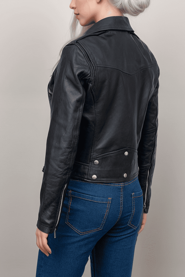 Classic Black Leather Biker Jacket for Women