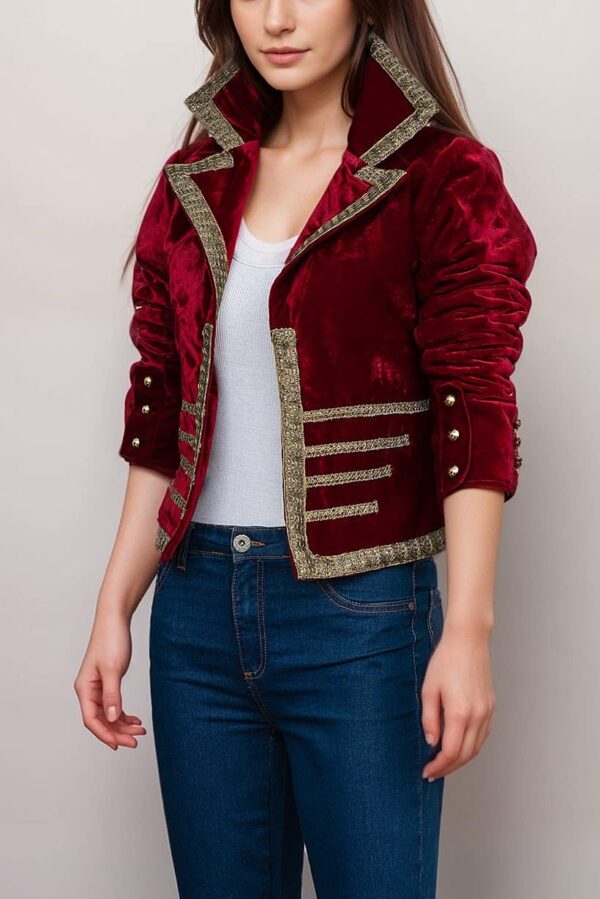 Women’s Gold Embellishments Crop Velvet Blazer
