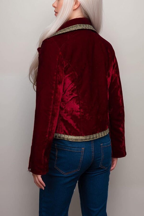 Women’s Gold Embellishments Crop Velvet Blazer