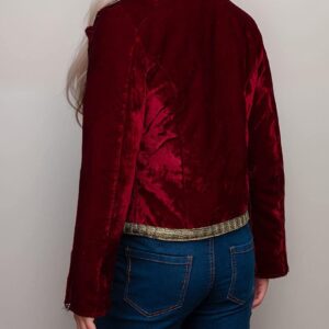 Women’s Gold Embellishments Crop Velvet Blazer