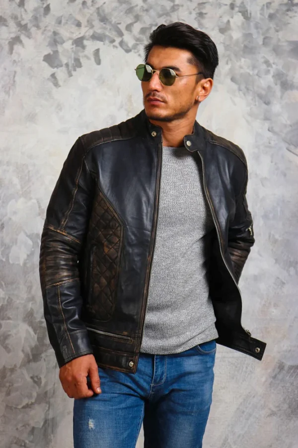 Men's Biker Skull Leather Jacket - Image 3