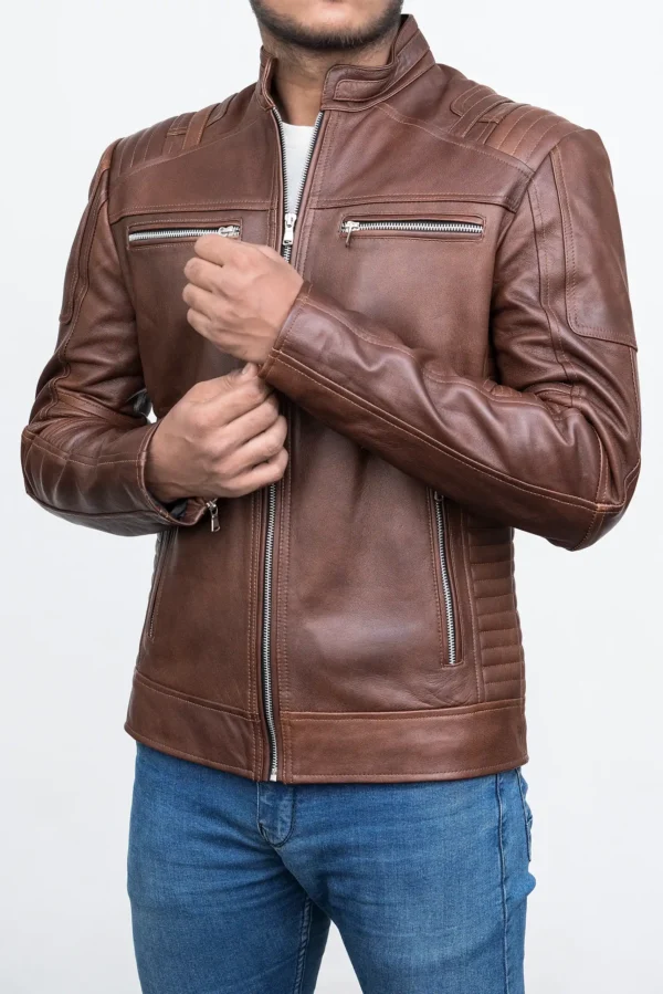 Men Vintage Distressed Leather Jacket
