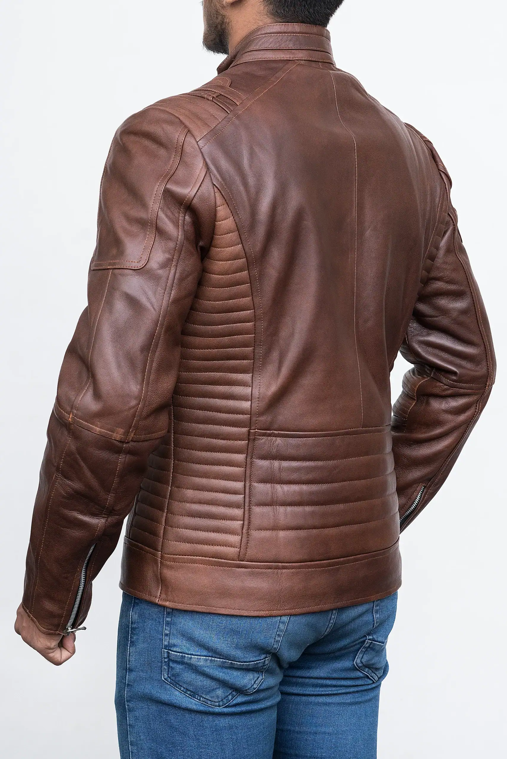 Men Vintage Distressed Leather Jacket