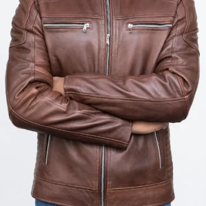 Men Vintage Distressed Leather Jacket