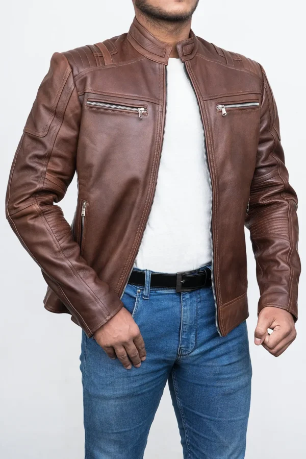 Men Vintage Distressed Leather Jacket
